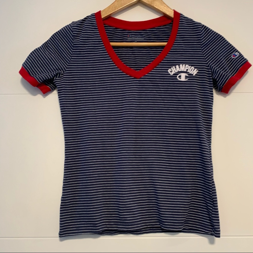 Champion | Striped Long Crop Tee Shirt